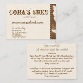 huid en spijkers, Cora's Shed, ...op de Ranch..... Visitekaartje (Voorkant / Achterkant)