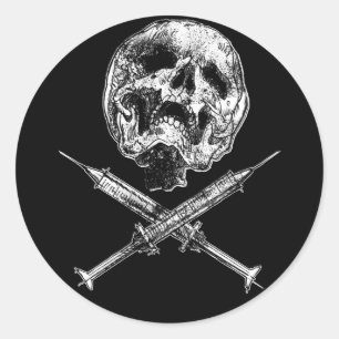 Huid en spuiten ronde sticker