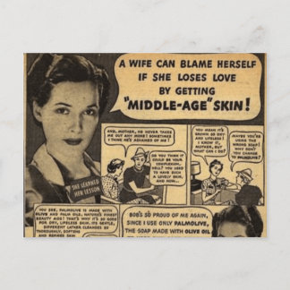 “Huid op middelbare leeftijd” Oude Retro Ad Briefkaart