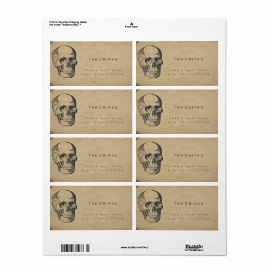 Huid  papieren adreslabel etiket (Full Sheet)