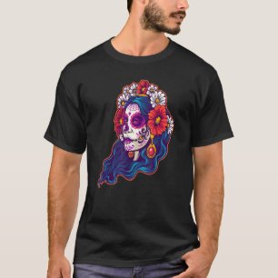Huid rode bloemen dood dag van de Mexicaanse dia d T-shirt