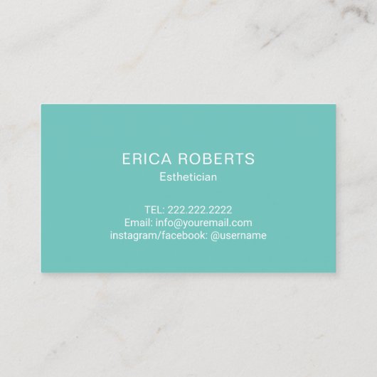 Huid Salon Floral Typografie Estheticus Blauwgroen Visitekaartje (Achterkant)