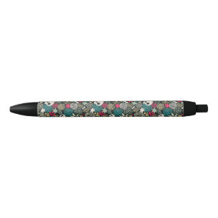 Huid van bloemen zwarte inkt pen