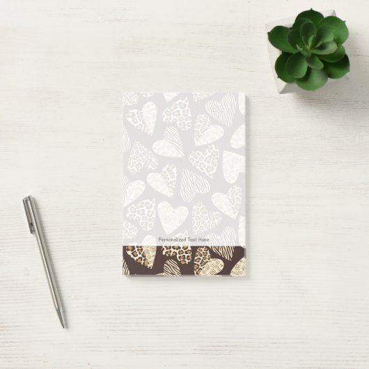 Huid van dieren met hart post-it® notes (Kantoor)