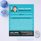 Huidaandoening, dermatoloog, dermatologische klini flyer (Enkel)