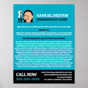 Huidaandoening, dermatoloog, dermatologische klini poster