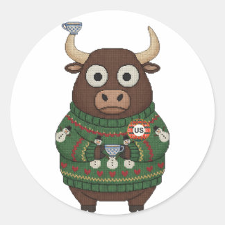 Huide lelijke-trui Kerst Stier Sticker Vel