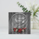 Huiden en Rozen Elegant Gothic Wedding Invitae Kaart (Staand voorkant)
