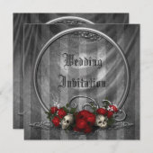 Huiden en Rozen Elegant Gothic Wedding Invitae Kaart (Voorkant / Achterkant)