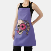 Huidgezicht met donut donkere humor, zoet en zuur schort (Insitu)