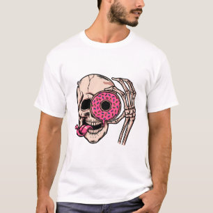 Huidgezicht met donut donkere humor, zoet en zuur t-shirt