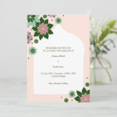 huidige bloemige abstracte nikkah uitnodiging (Staand voorkant)