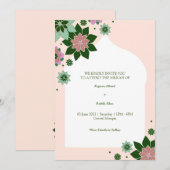 huidige bloemige abstracte nikkah uitnodiging (Voorkant / Achterkant)