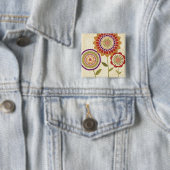 Huidige Herfst bloemen Vierkante Button 5,1 Cm (In situ)