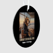 Huidige Status Vertraging Hond Grafisch Ornament (voorkant)