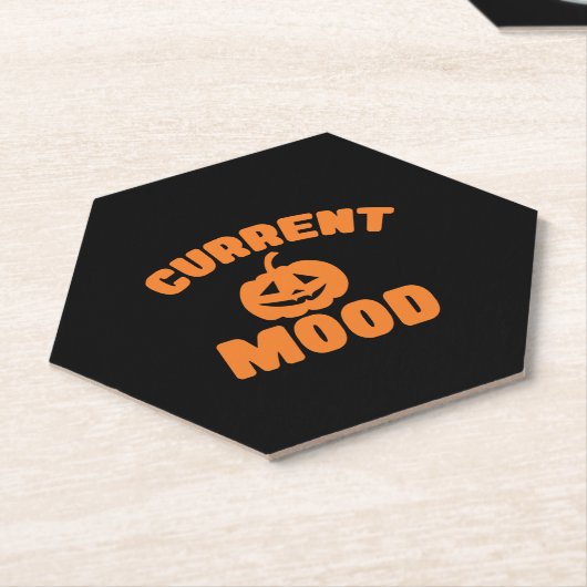 Huidige stemming grappig pompoen halloween kartonnen onderzetters (Schuin)