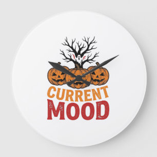 Huidige stemming Halloween Pompoen Vintage Shirt O Grote Klok