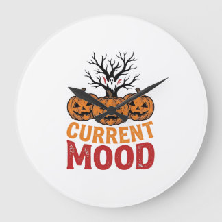 Huidige stemming Halloween Pompoen Vintage Shirt O Grote Klok