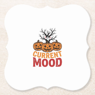 Huidige stemming Halloween Pompoen Vintage Shirt O Kartonnen Onderzetters
