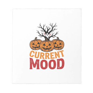 Huidige stemming Halloween Pompoen Vintage Shirt O Notitieblok