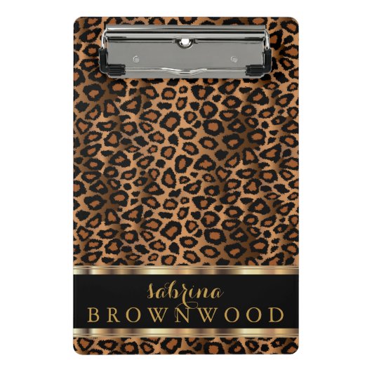 Huidpatroon van bruine en gouden luipaarden mini klembord (Voorkant)