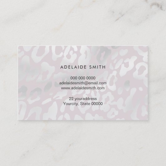 Huidpatroon van een grijs dier visitekaartje (Achterkant)