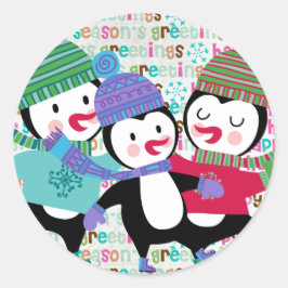 Huidpinguïns Holiday Round Sticker
