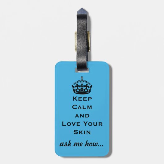 huiduitslag: "Blijf kalm en hou van je huid" Bagagelabel (Achterkant verticaal)