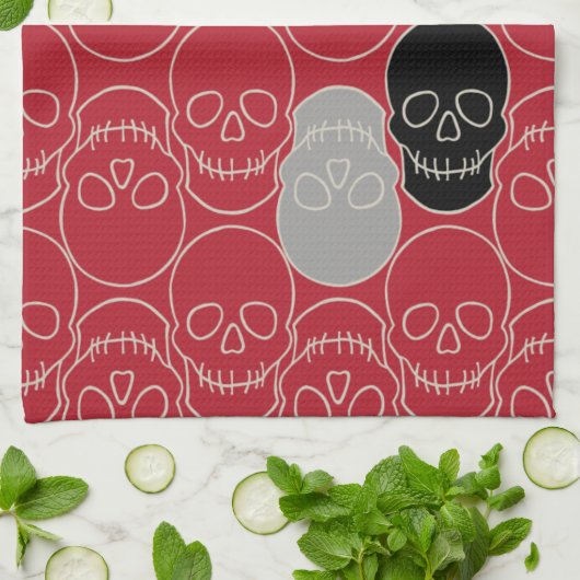 Huiduitslag - Bloed rood en bot wit Theedoek (Gevouwen)