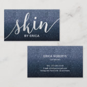 Huidverzorger Elegant Navy Blue Glitter Estheticia Visitekaartje (Voorkant / Achterkant)