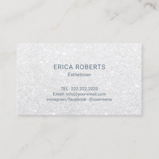 Huidverzorger Elegant Stusty Blue Glitter Esthetic Visitekaartje (Achterkant)