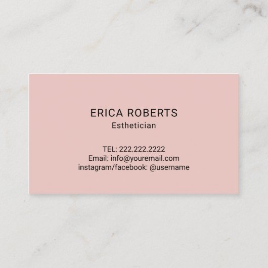 Huidverzorger estheticien Blush Pink Elegant Flora Visitekaartje (Achterkant)