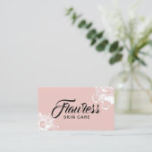 Huidverzorger estheticien Blush Pink Elegant Flora Visitekaartje (Staand voorkant)
