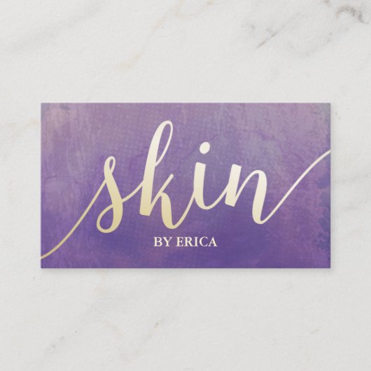 Huidverzorger estheticien Elegant Waterverf Paars Visitekaartje (Voorkant)