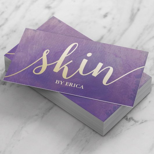Huidverzorger estheticien Elegant Waterverf Paars Visitekaartje