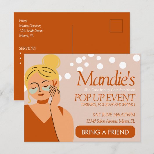 Huidverzorger Estheticus Business Salon Pop Up Eve Briefkaart (Voorkant / Achterkant)