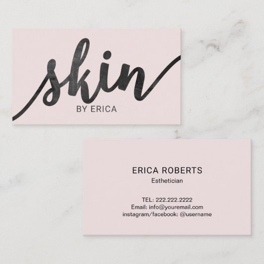 Huidverzorger Typografie Blush Pink Esthetician Sp Visitekaartje (Voorkant / Achterkant)