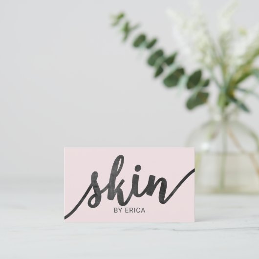 Huidverzorger Typografie Blush Pink Esthetician Sp Visitekaartje (Staand voorkant)