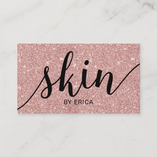 Huidverzorger Typografie Roos Gold Glitter Estheti Visitekaartje (Voorkant)