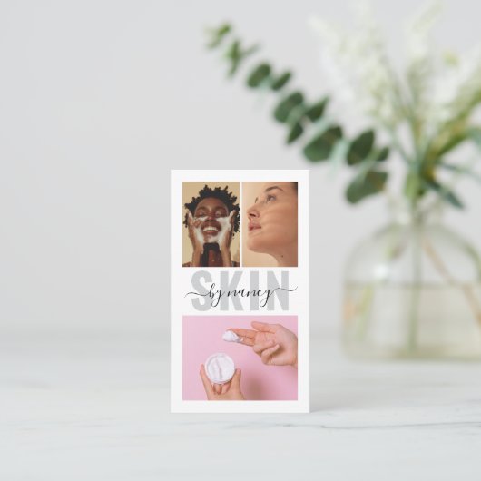 Huidverzorging Bold Typografie Fotocollage QR-code Visitekaartje (Staand voorkant)