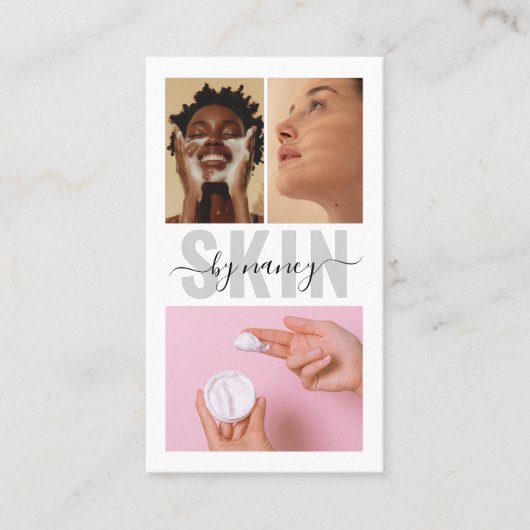 Huidverzorging Bold Typografie Fotocollage QR-code Visitekaartje (Voorkant)