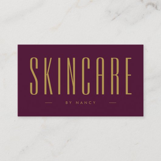 Huidverzorging Bourgondië en goud minimalistische  Visitekaartje (Voorkant)