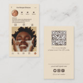 Huidverzorging Instagram Fotogrid QR Code beige Visitekaartje (Voorkant / Achterkant)