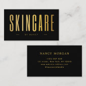 Huidverzorging minimalistisch zwart en goud visitekaartje (Voorkant / Achterkant)