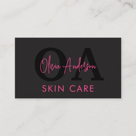 Huidverzorging QR Code Hot Pink Black Social Media Visitekaartje (Voorkant)