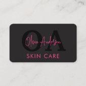 Huidverzorging QR Code Hot Pink Black Social Media Visitekaartje (Voorkant)