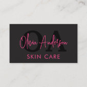 Huidverzorging QR-code Hot Pink Black Social Media Visitekaartje (Voorkant)