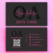 Huidverzorging QR Code Hot Pink Black Social Media Visitekaartje