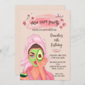 Huidverzorging Spa Meisjes Verjaardagsfeestuitnodi Kaart (Voorkant / Achterkant)