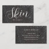 Huidverzorging Typografie Black Glitter Visitekaar Visitekaartje (Voorkant / Achterkant)